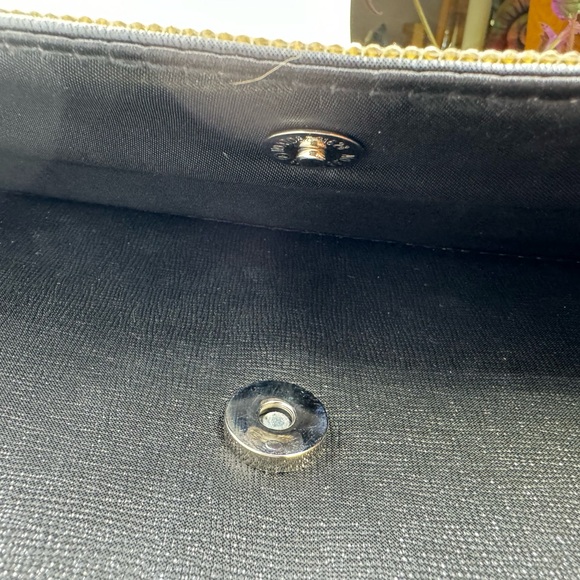 Jeweled black clutch with metal shoulder strap. - Picture 6 of 8